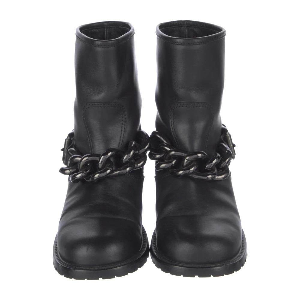 Giuseppe Zanotti Combat Boots Black Leather Chain Women’s Size 38
